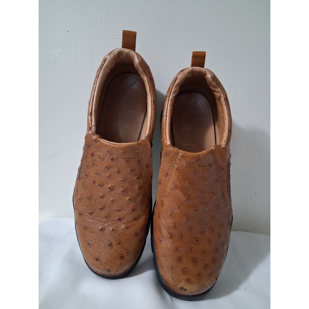 Roper Performance Mens Ostrich Print Leather Slip On Shoes Brown 7.5 09-021-0601